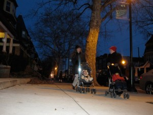 Lantern walkers head up Baltimore Avenue toward Cedar Park playground tonight to celebrate the Winter Solstice.