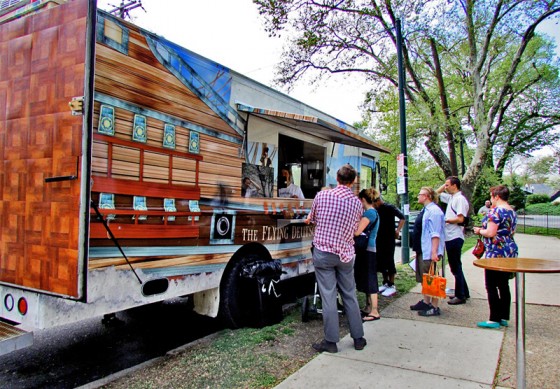 A crowd forms at The Flying Deutschman Saturday afternoon (Photo by Annamarya Scaccia / West Philly Local)