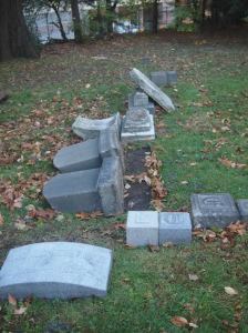 Vandalism Woodlands Cemetery